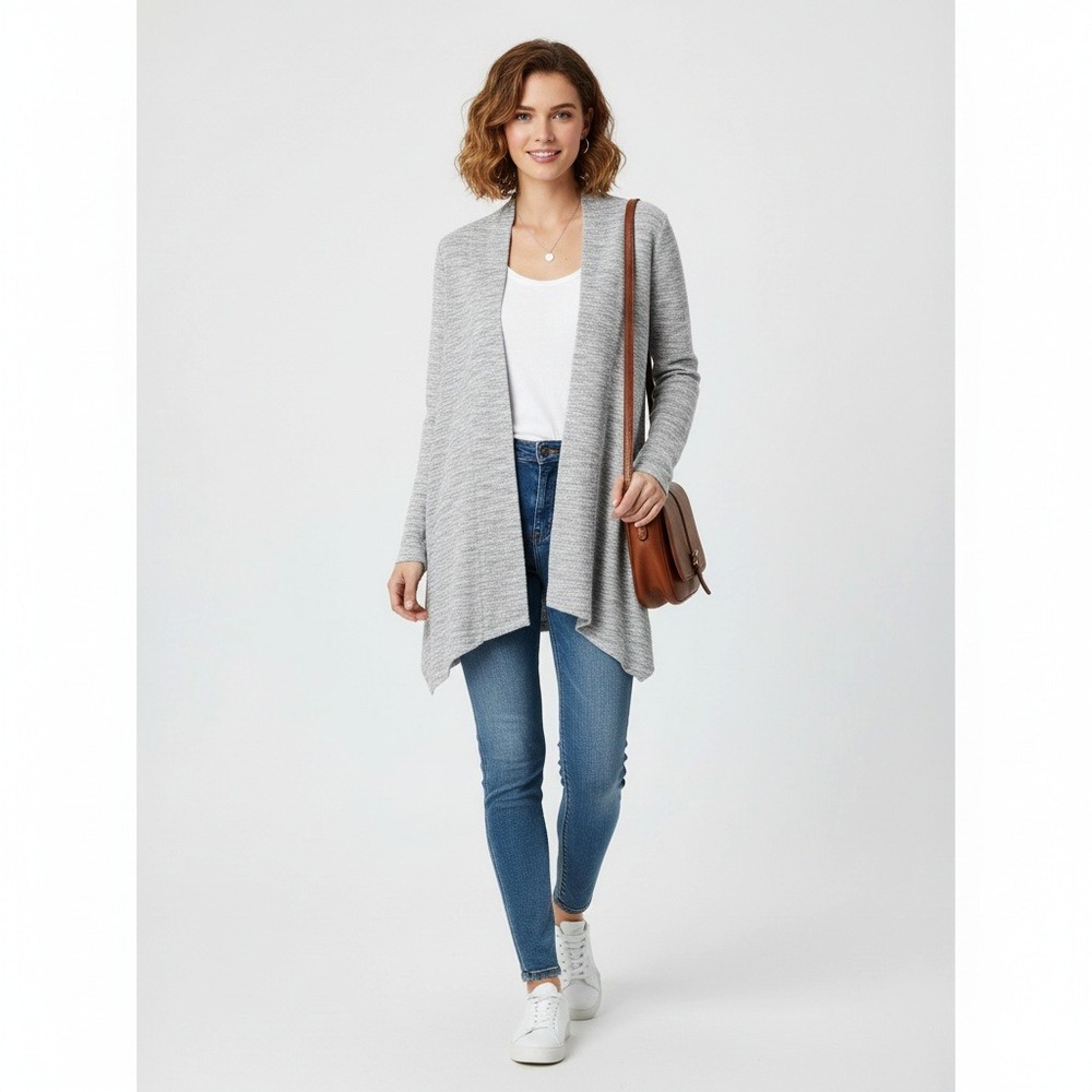 Saturday Sunday by Anthropologie Gray Open Front Cardigan‎ Women's S Knit Drape